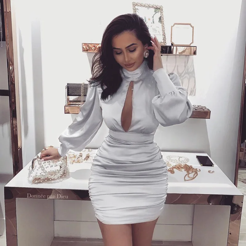 Женские зимние пикантные вечерние Madam платье Модная драпировка круглый вырез