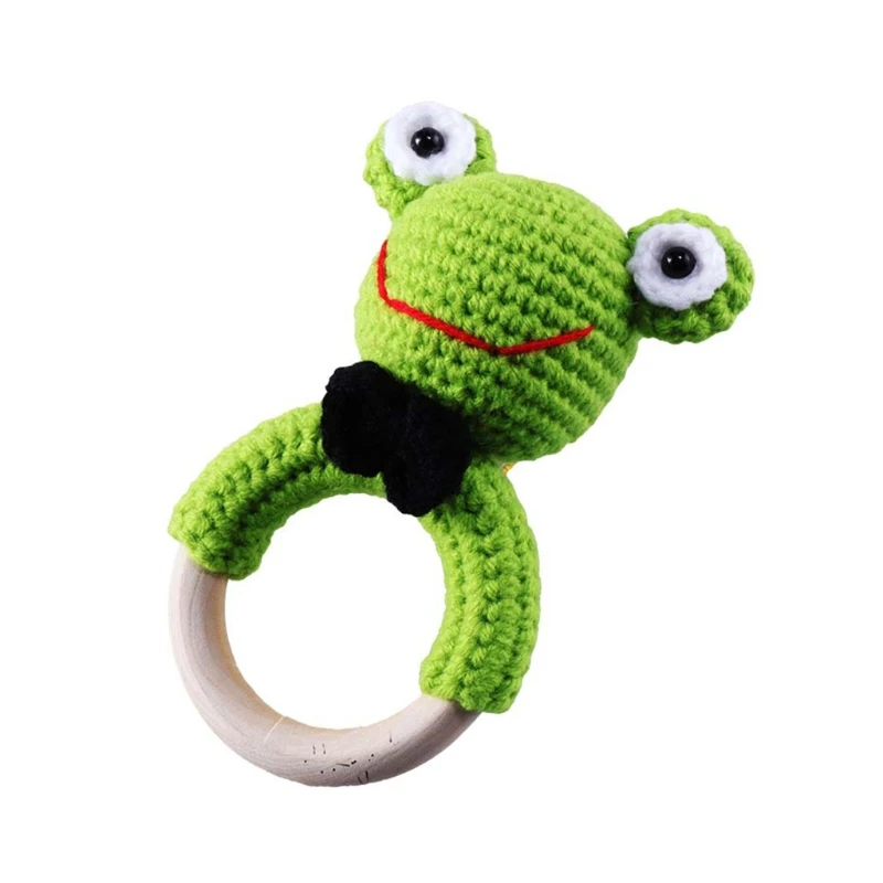 

Baby Wooden Teether Crochet Giraffe Rattle Toy BPA Free Wood Rodent Rattle Baby Mobile Gym Custom logo Educational Toys
