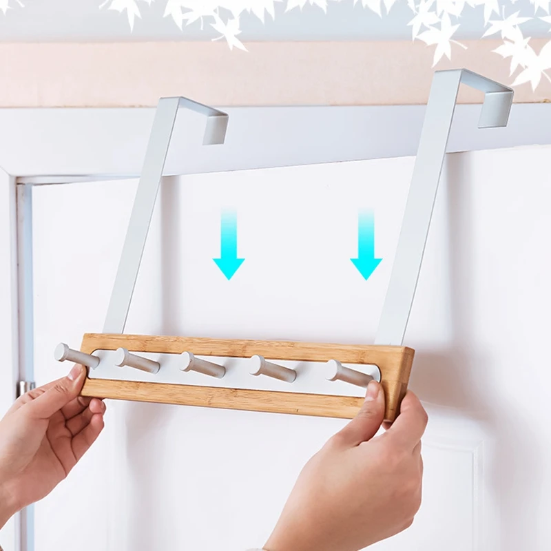 

Home Organizer Towels Traceless Kitchen Coat Door Hook Rack Rear Durable Nail Free Heavy Duty Bedroom Storage