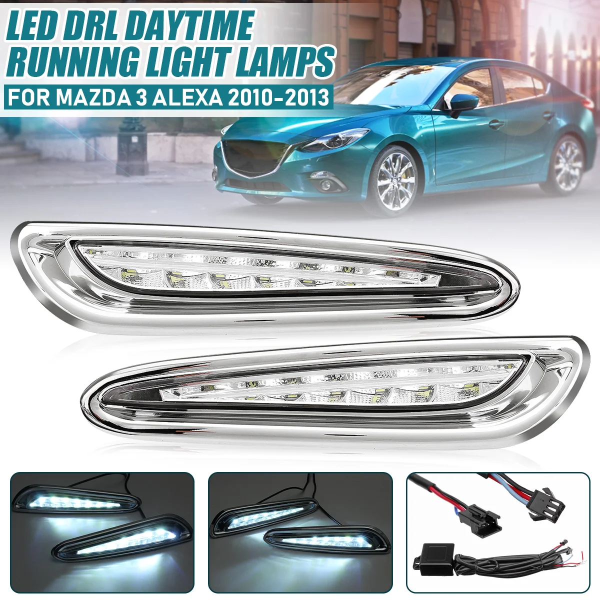 Пара автомобиля светодиодный задний бампер DRL для Mazda 3 Alexa 2010 2011 2012 2013 Габаритные