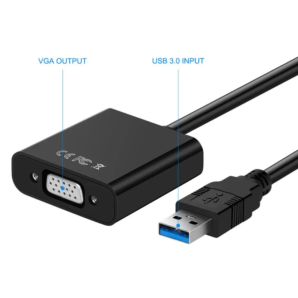 Переходник для внешней видеокарты с USB 3 0 на VGA адаптер Win7/8/10 1080P белый/черный/синий