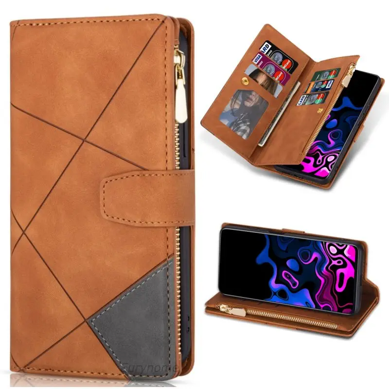 

Zipper Wallet Case For iPhone 13 Pro Max 12 Mini XR X XS 11 Pro Max 7 8 Plus Flip Card Slots Leather Stand Cover For iPhone 13
