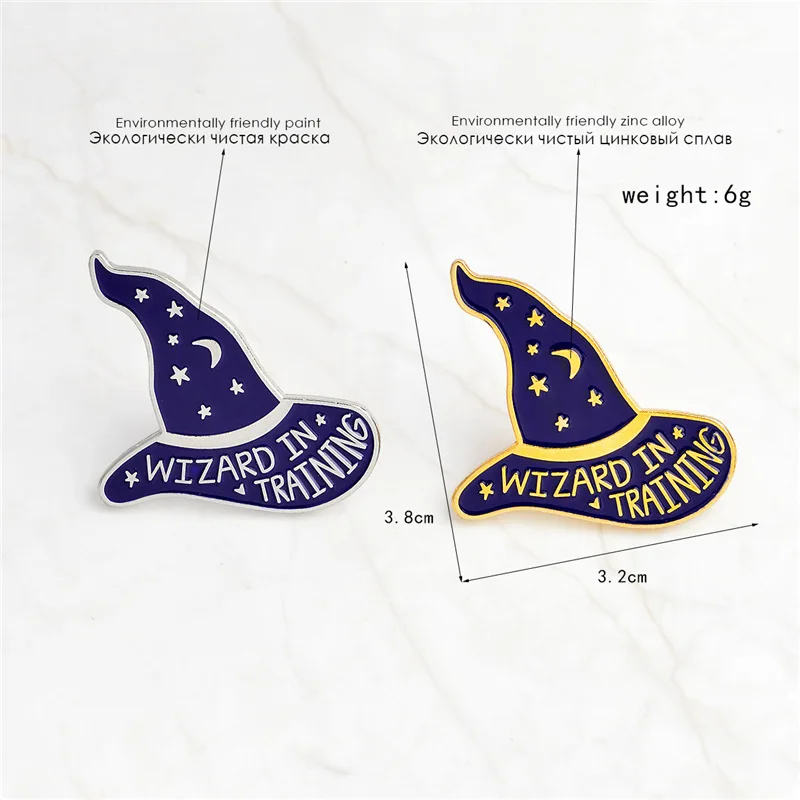 Значок волшебника в шляпе Луна Броши звезды пуговица Волшебный мир Сортировка