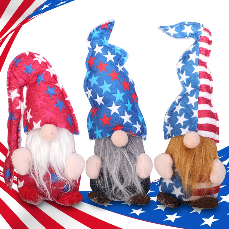 

1PC New Party Decoration American Independence Day Faceless Forest Old Man Doll Children Gift Five-pointed Star Sitting Doll
