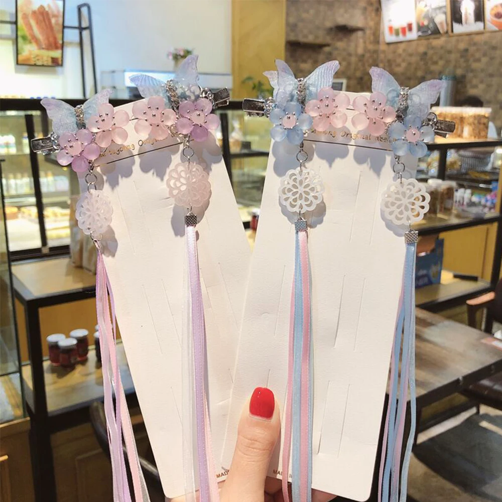 

Children Adult Hanfu Headdress Antique Hair Accessories Ancient Ornaments Tassel Butterfly Girl Fairy Hairpin Hairpin Clip