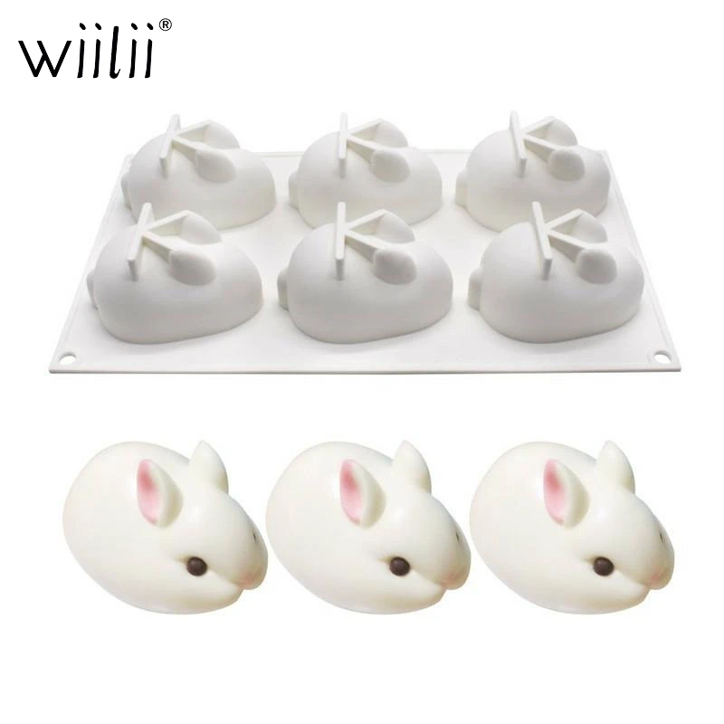 6 отверстий кролик силиконовые формы для выпечки пудинг шоколадные десерты
