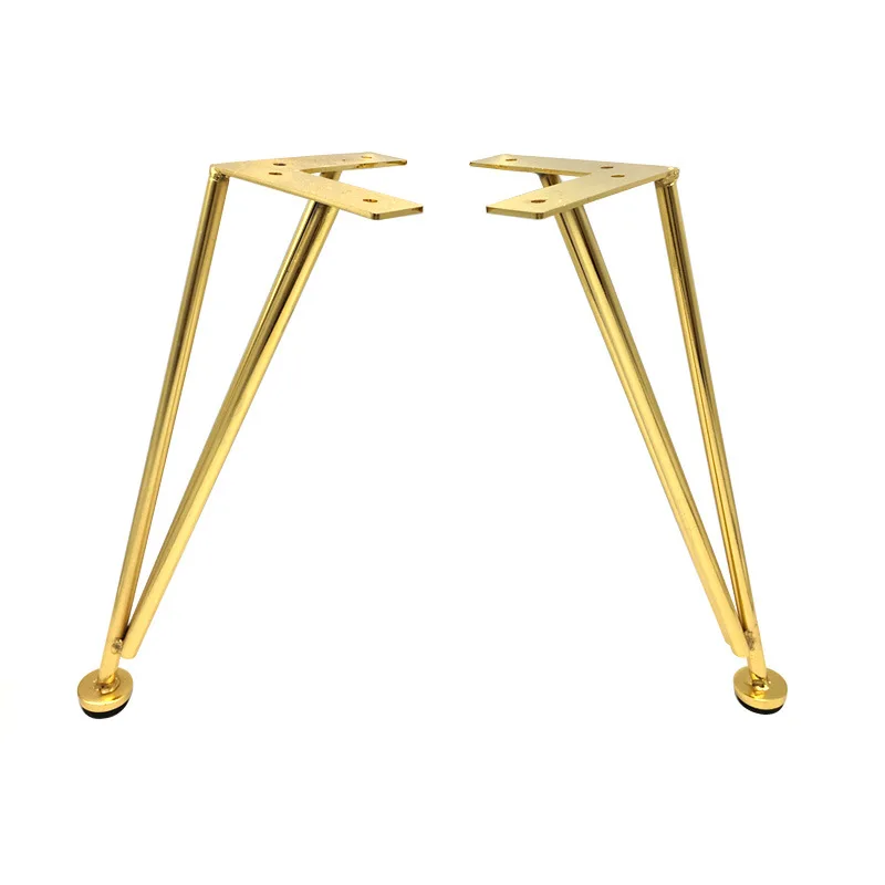 Gold Triangle Furniture Legs Metal Plating Hardware Floor Bracket Foot for Coffee Table Chair Tv Cabinet Sofa Bed Cabinets |