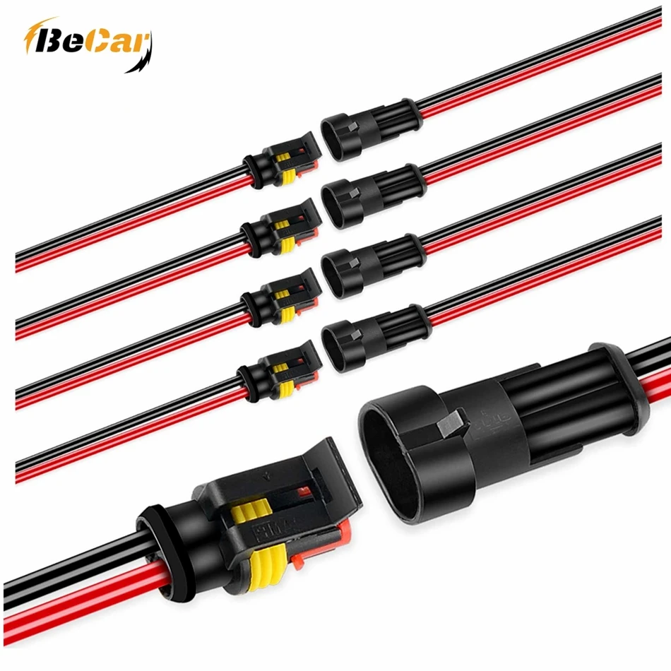 

BECAR 5/10/15/20 Packs 2-pin Way 16awg Waterproof Wire 1.5mm Series Terminal Connector Dustproof Waterproof For Marine Car Truck
