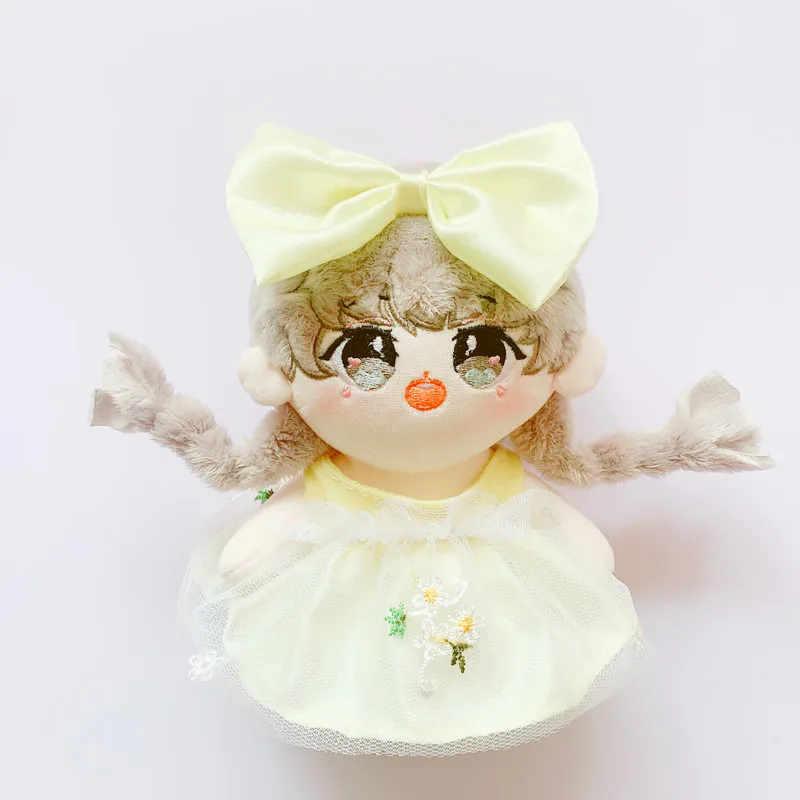 

20cm Baby Doll clothes Outfit Plush White Yarn Little daisy Veil Toy Dolls Accessories for Korea Kpop EXO idol Dolls gift