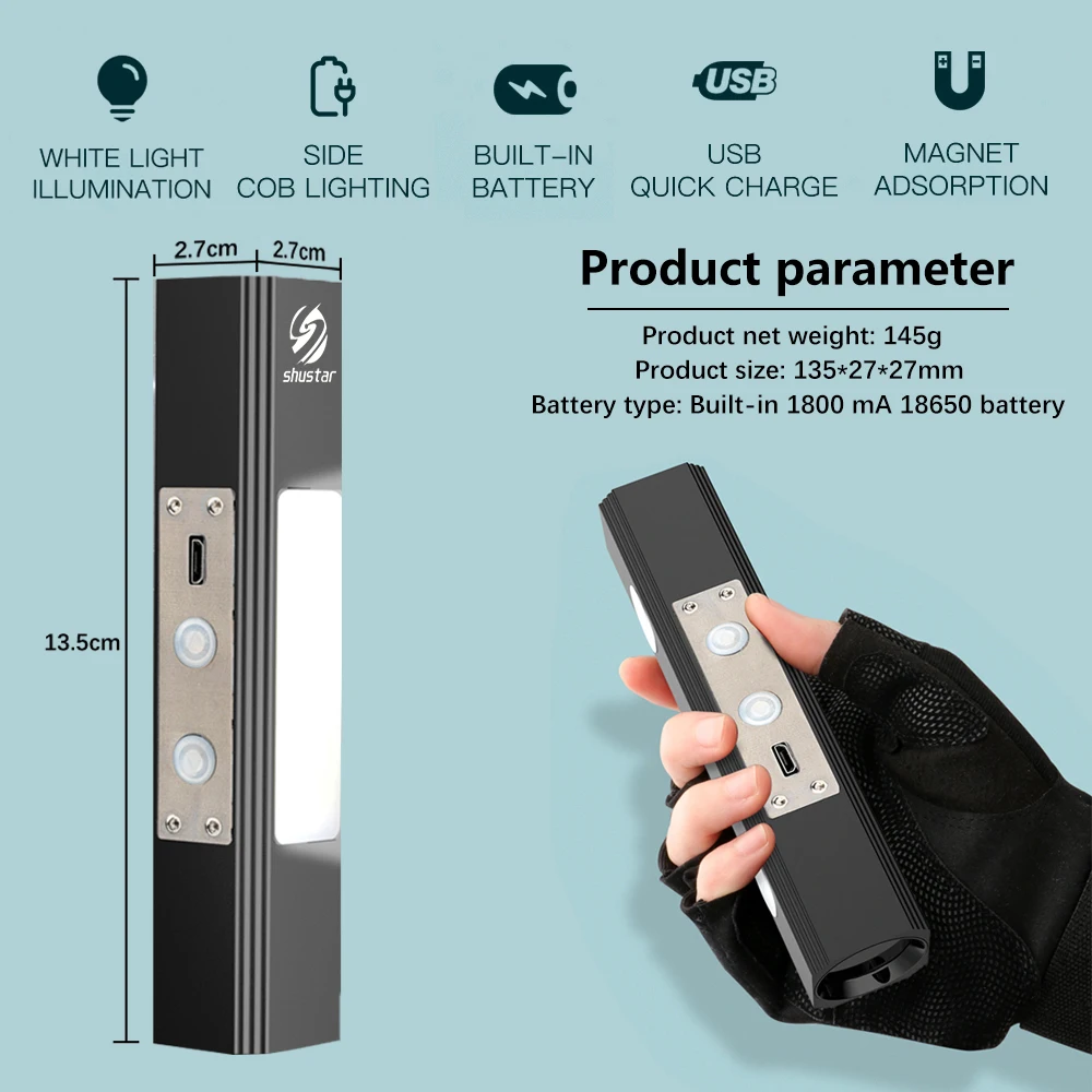 Мощный светодиодный фонарик T6 белый светильник + Ультрафиолетовый