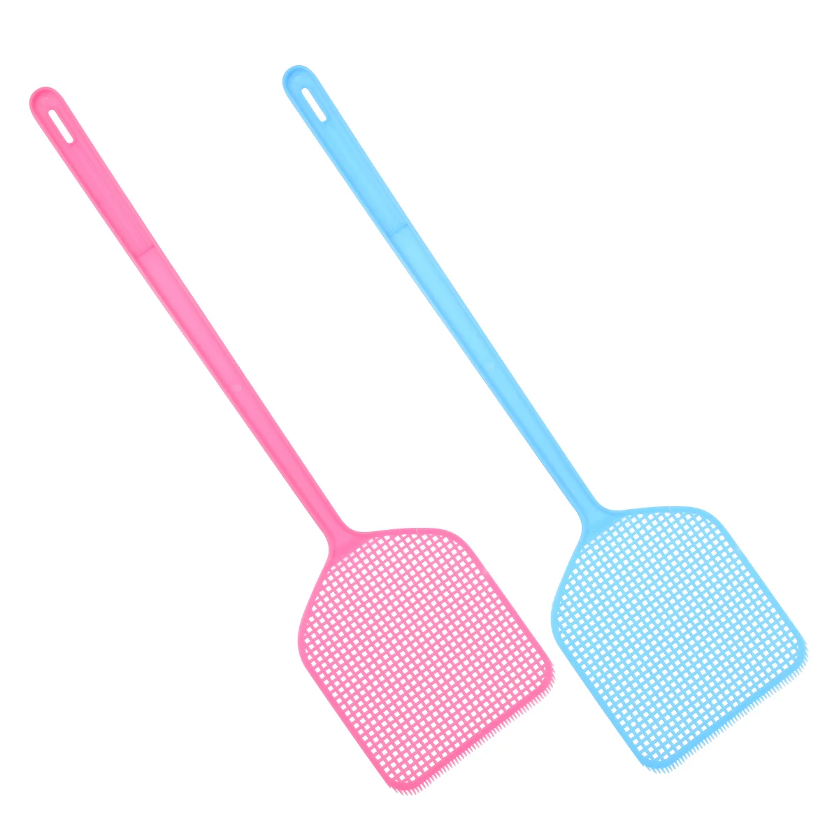 

OUNONA 2pcs Plastic Fly Swatter Manual Swat Mosquito with Long Handle (Random Color)