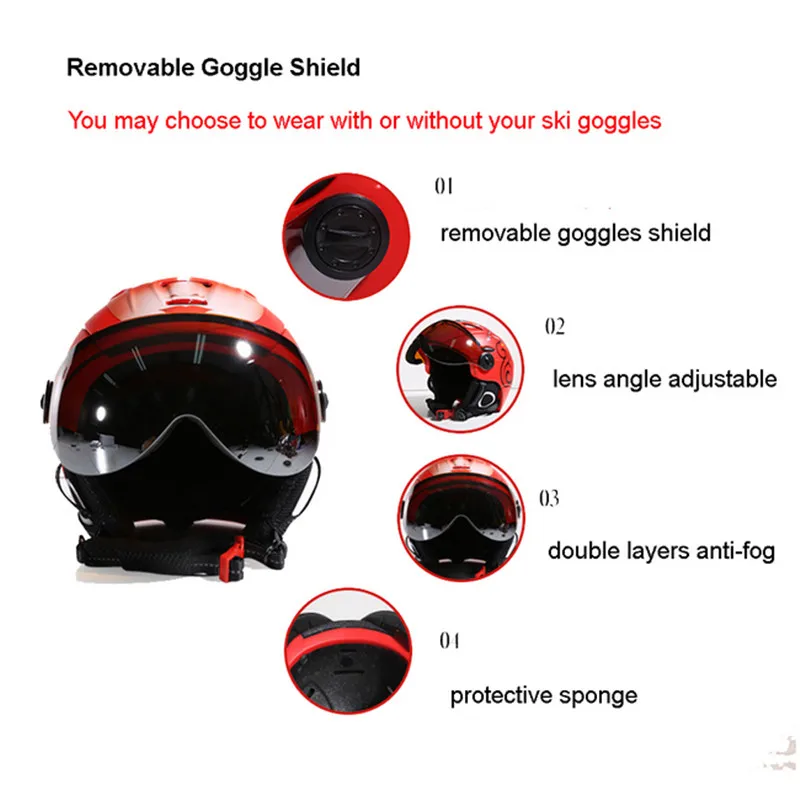 MOON лыжный шлем с очками 2019 сноуборд для взрослых CE \ CPSC сертификат козырьком