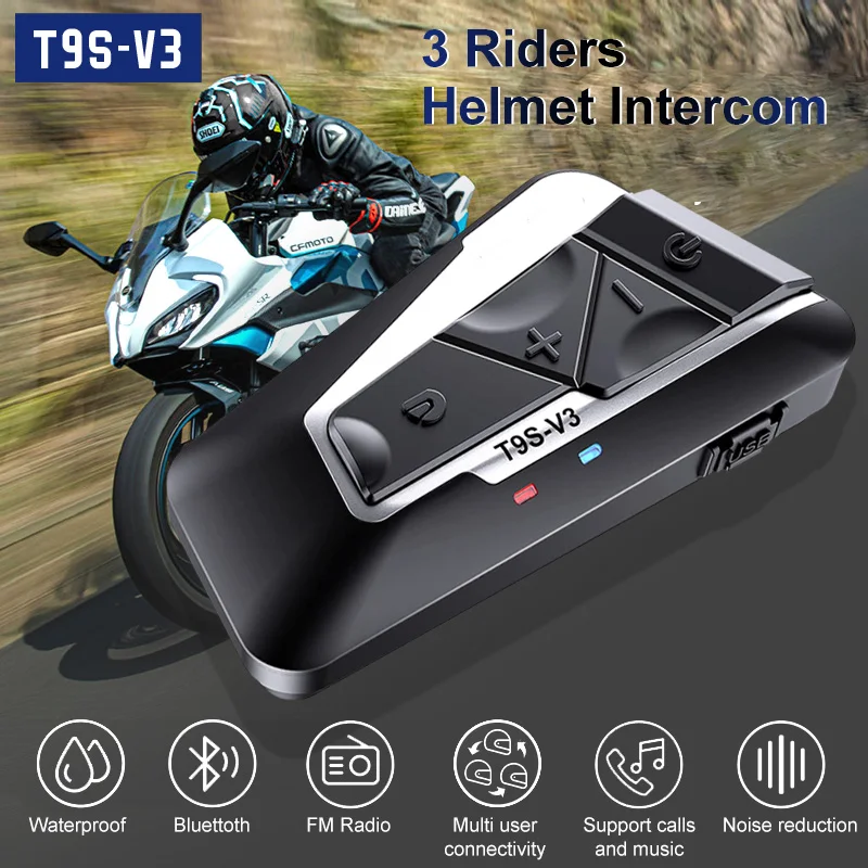 Мотоциклетный шлем 3Riders 1400 м дуплексная беспроводная гарнитура Bluetooth 5 0
