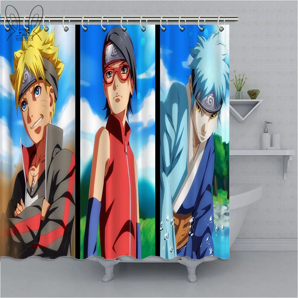 Занавеска для душа aplyasia Naruto, индивидуальная, для дома, полиэфирная ткань, водонепроницаемая, устойчивая к плесени, занавеска с крючками для ванной комнаты