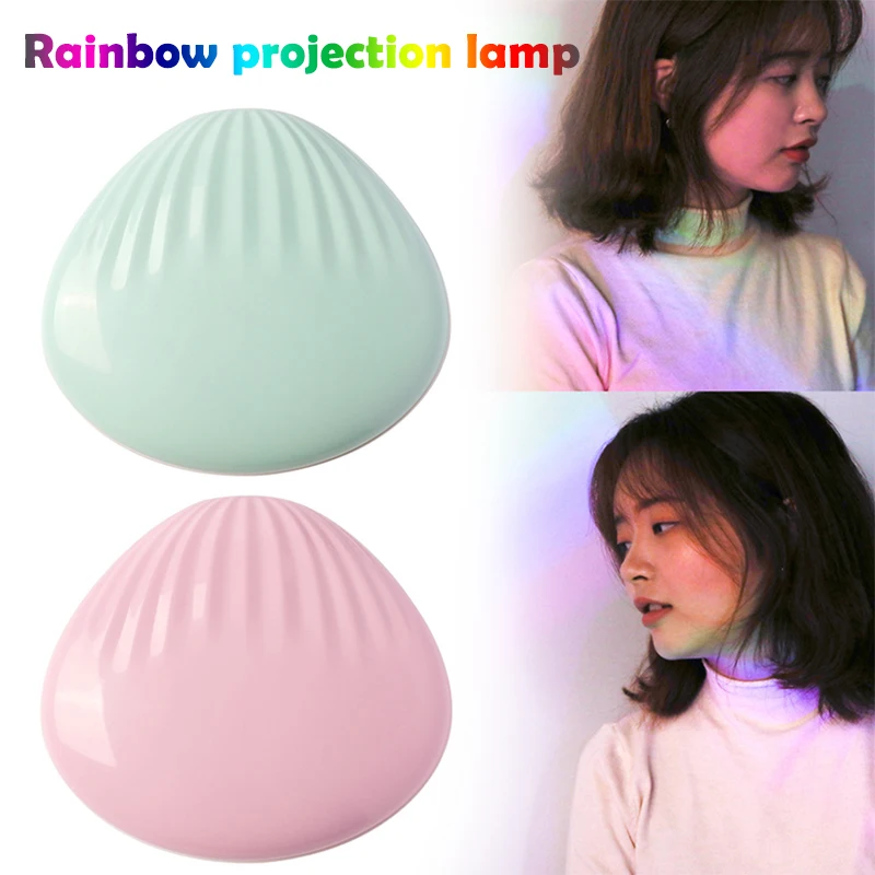 

Fashionable Rechargeable Shell-Shaped Rainbow Projector Colorful Lamp Romantic Gift For Wife Girl Valetine's Day Drop Shipping