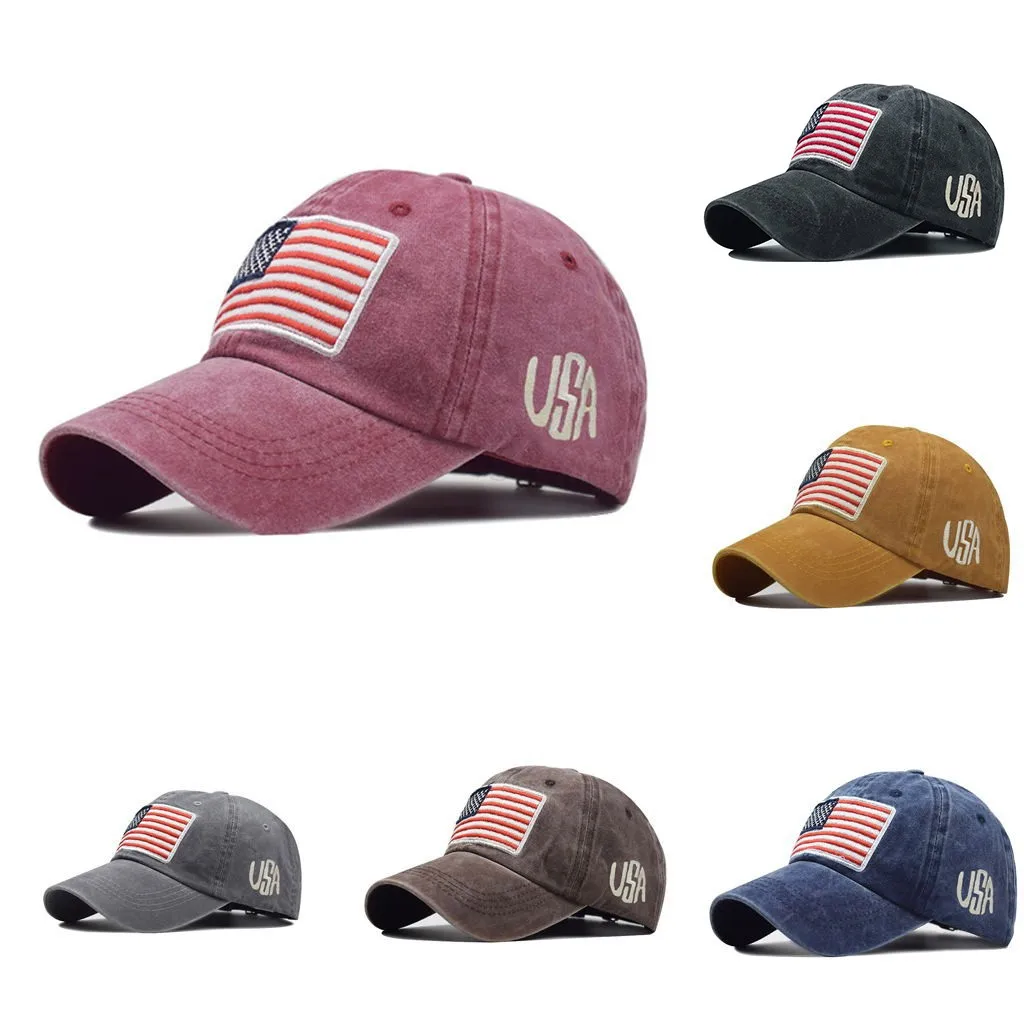 

Adult Classic American Flag Washed Old Letter American Sunshade Baseball Cap Ladies Hat Park Outdoor Popular Unisex Dad Cap