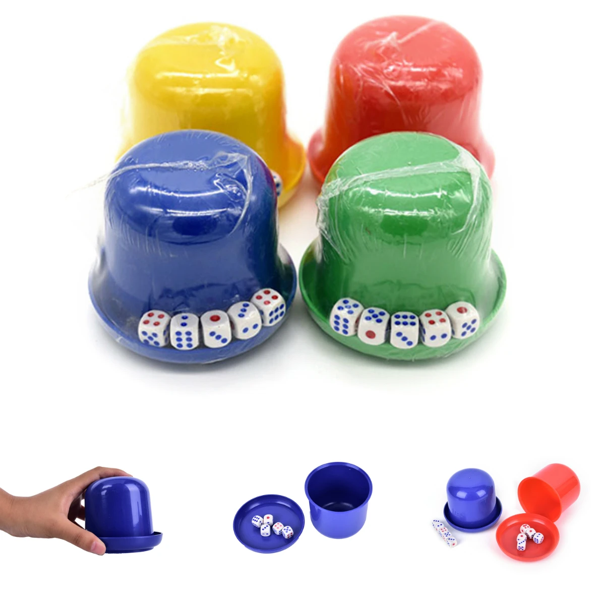 

1 set Colorful KTV Bar Gambling Casino Printing Dice Drinking Board Game Gambling Dices and Manual Dice Cup Set Random Color