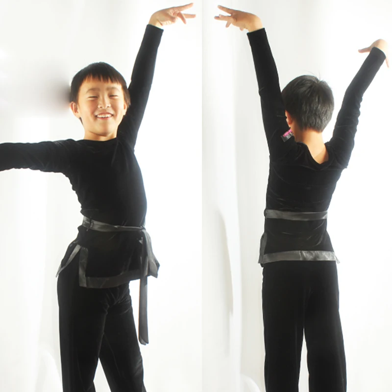 

Детские танцевальные рубашки для латиноамериканских танцев, бархатная одежда с длинным рукавом для тренировок, одежда для сальсы, танго, ча-ча, одежда для выступлений DNV12084