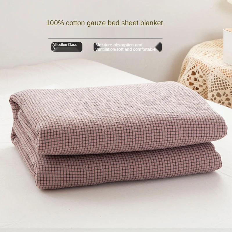 

Japanese-style small plaid bed linen cotton gauze towel quilt cotton towel blanket student nap blanket summer cool quilt