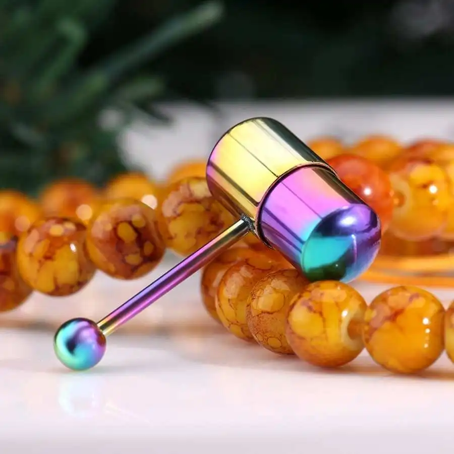 Кольцо для пирсинга из нержавеющей стали с 2 кнопками батарейки вибрирующий язык