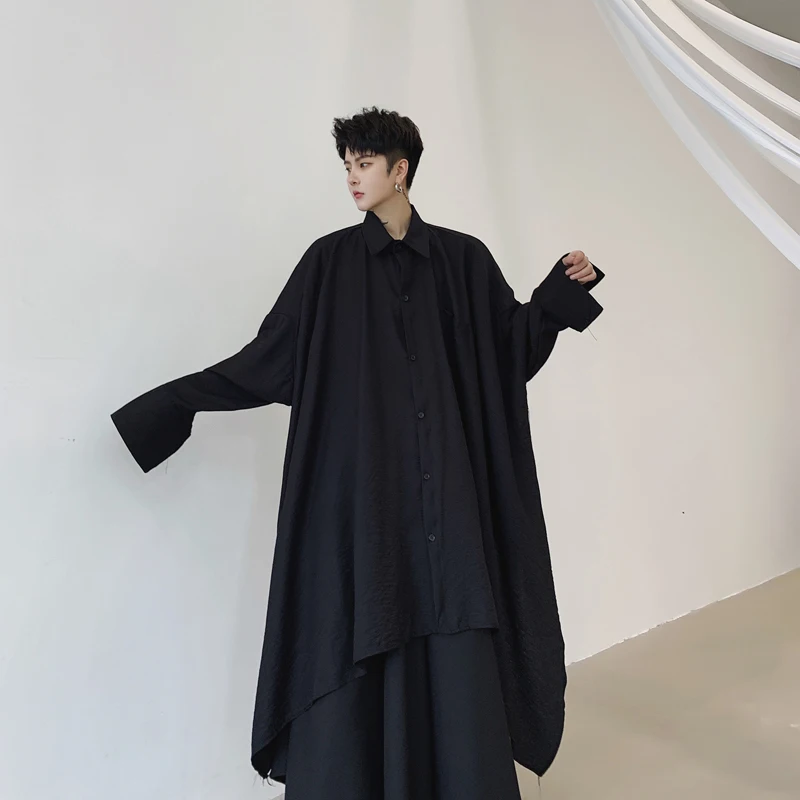 Рубашка Мужская/Женская длинная в стиле оверсайз с длинными рукавами летучая