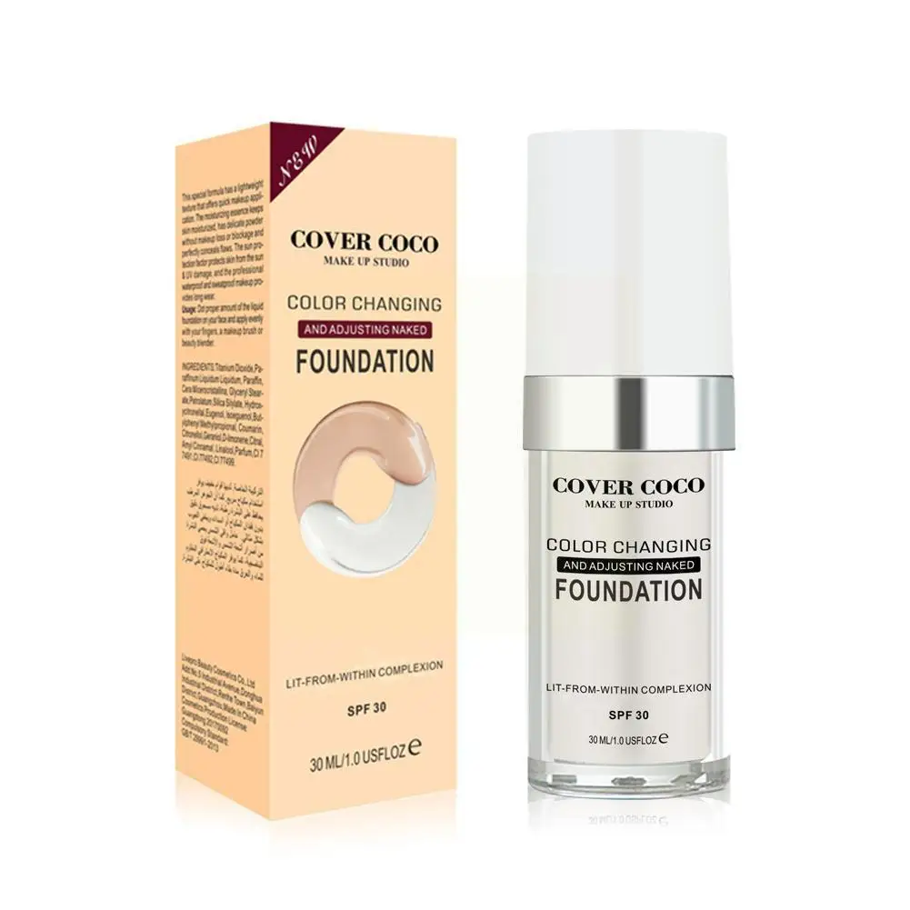 

High Gloss Liquid Foundation Moisturizing Cover Blemishes Concealer Changing Skin Brighten Makeup Color New Foundation S2a6