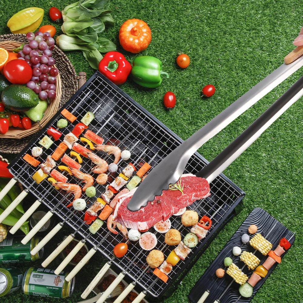 

Food Tong Stainless Steel Wood Kitchen Tongs Silicone Non-Slip Cooking Clip Clamp BBQ Salad Tools Grill Kitchen Accessories