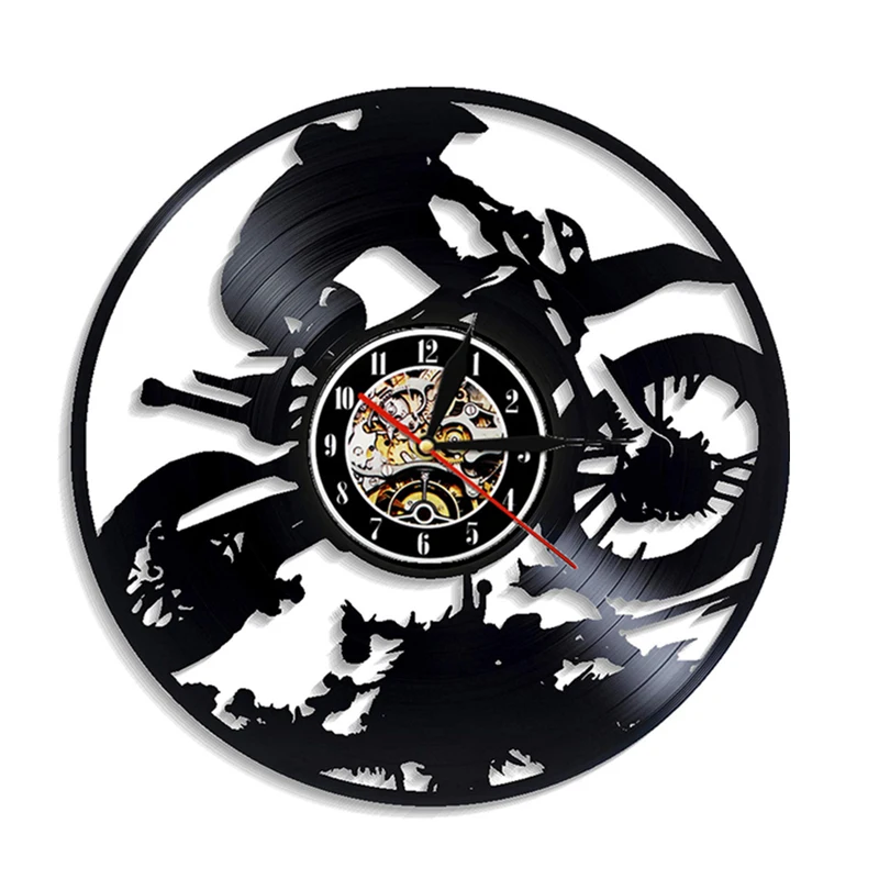 

Американские классические мотоциклетные настенные часы, Винтажные Украшения для мотоцикла с виниловой пластиной, мужская пещера, подарок ...