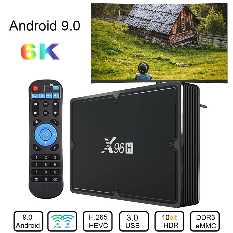 Смарт ТВ бокс Android 9 0 X96H X96 CAIXA Гб 32 64 4 Allwinner H603 Wi Fi 1080P Мини приставка|ТВ-приставки и