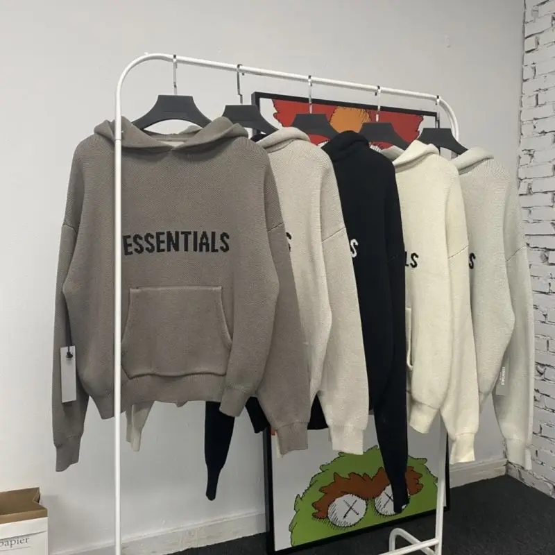 

Essentials Knitted Pullover Kanye West Hooded Men's and Women's Sweater Trend Streetwear Oversized Casual Knit Hoodies