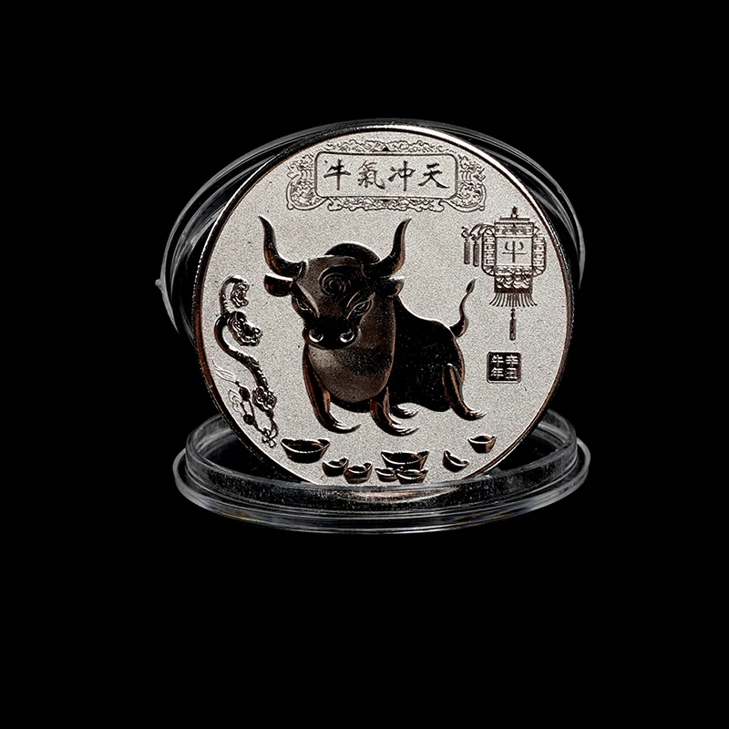 

1pcs 2021 Year Ox Commemorative Coin Chinese Zodiac Souvenir Coin Art Craft Gift