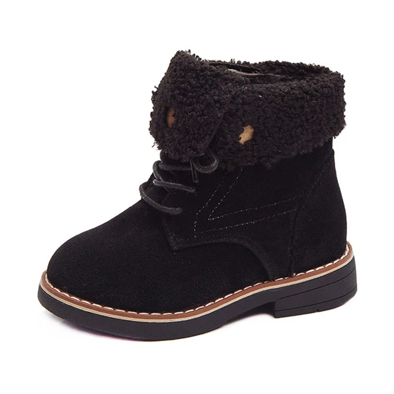 CUZULLAA/Теплые Зимние ботильоны с отворотами для мальчиков и девочек Высокая обувь