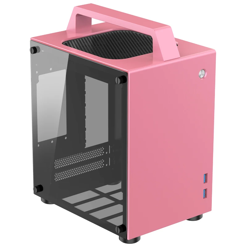 Jonsbo красный T8 ITX портативный мини алюминиевый корпус боковой прозрачный