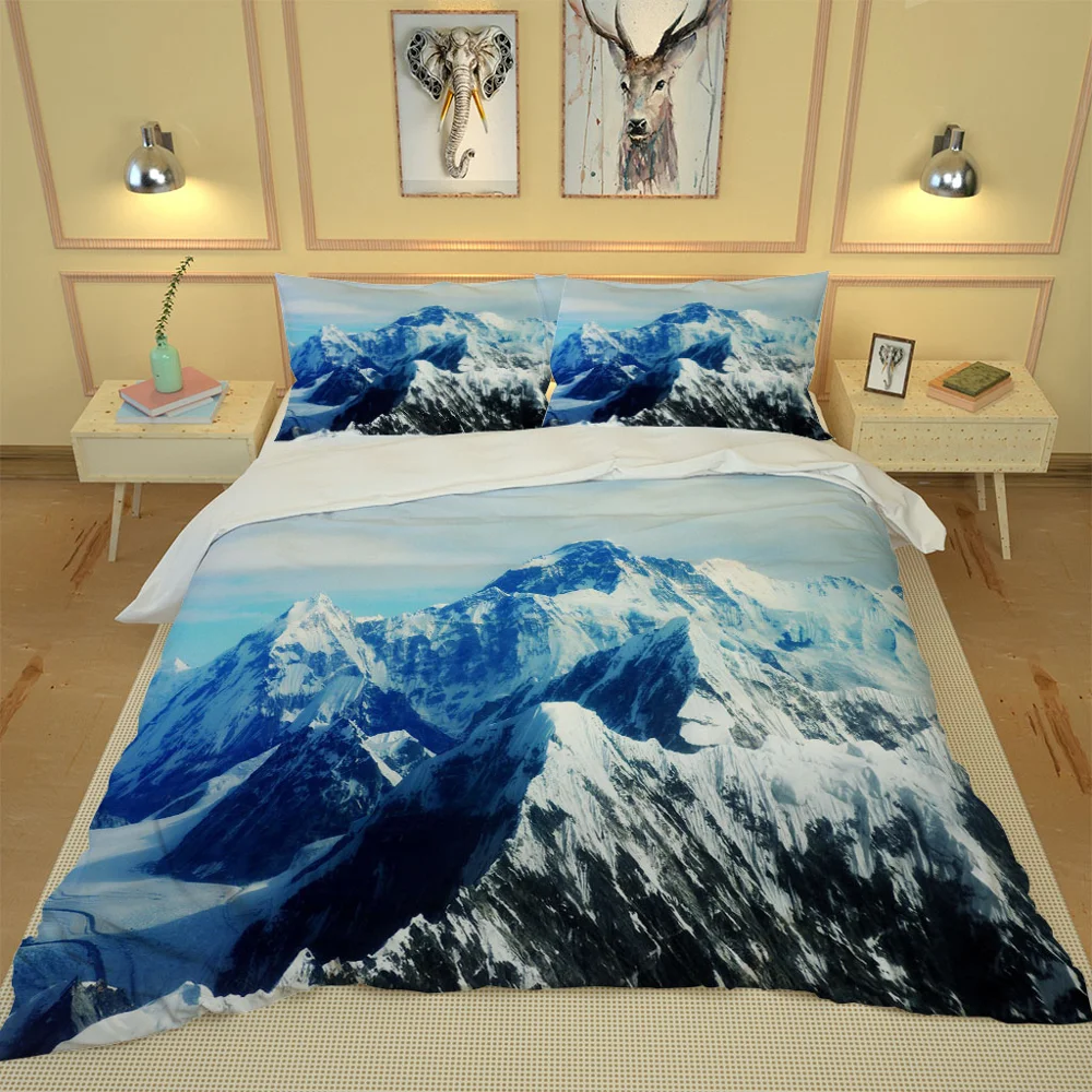 Комплект постельного белья с 3D-принтом Снежная гора | Дом и сад