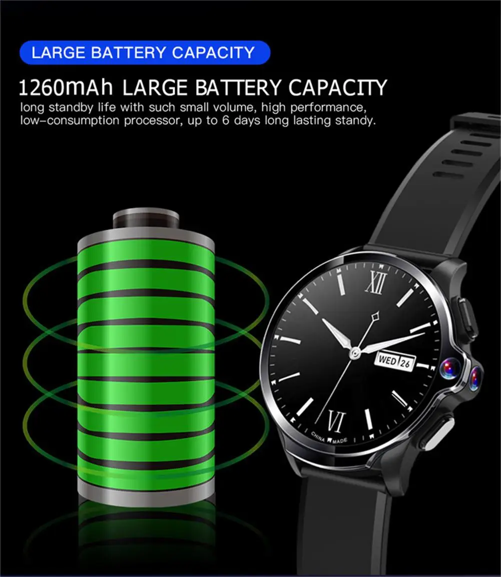 

4G Smart Watch Men Sport Wristwatch Heart Rate Monitor GPS Activity Fitness Tracker Camera Music Playing SIM GSM Watch Phone