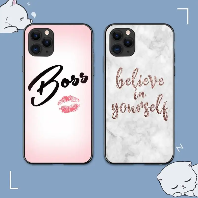 

Girl Boss Pink Women power text slogan Phone Case for iPhone 13 8 7 6 6S Plus X 5S SE 2020 XR 11 12 mini pro XS MAX