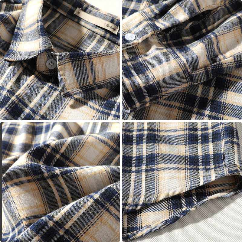 

Plaid Shirts for Men Simple Vintage Male Long Sleeve Shirt Japanese Casual Chemise Homme Oversized Loose Shirts Streetwear M-2xl