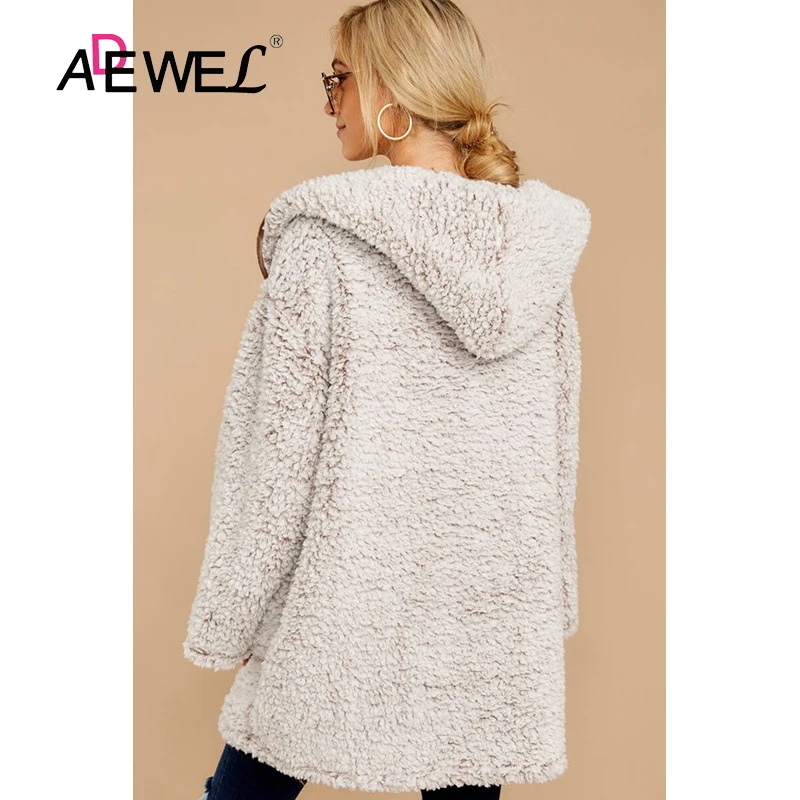 ADEWEL зимнее пальто Для женщин оставьте их ждать светильник сером и коричневом