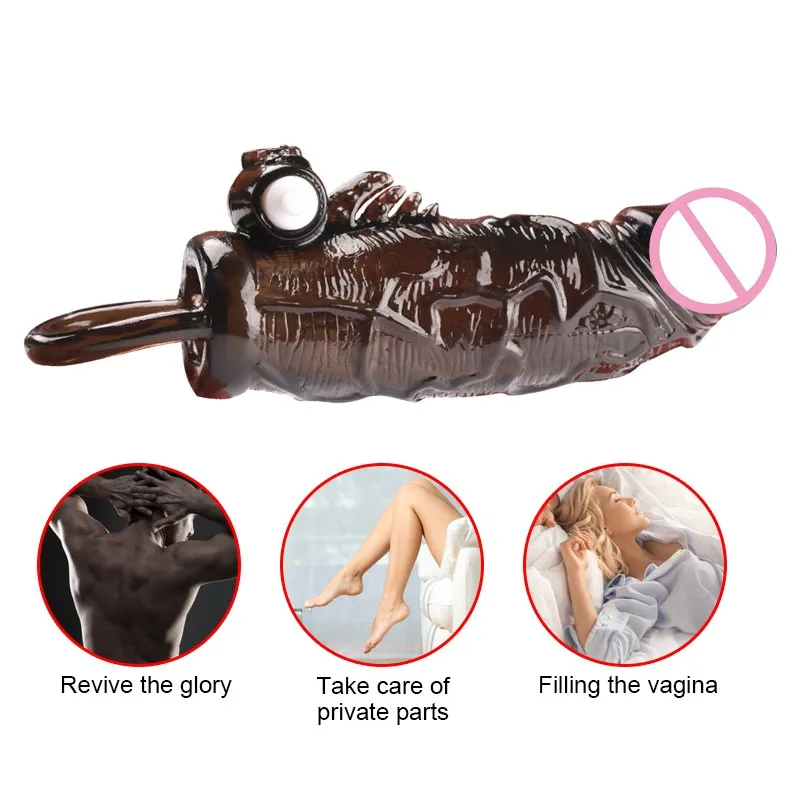 Вибратор для увеличения пениса TPE презервативы мужчин многоразовый удлинитель