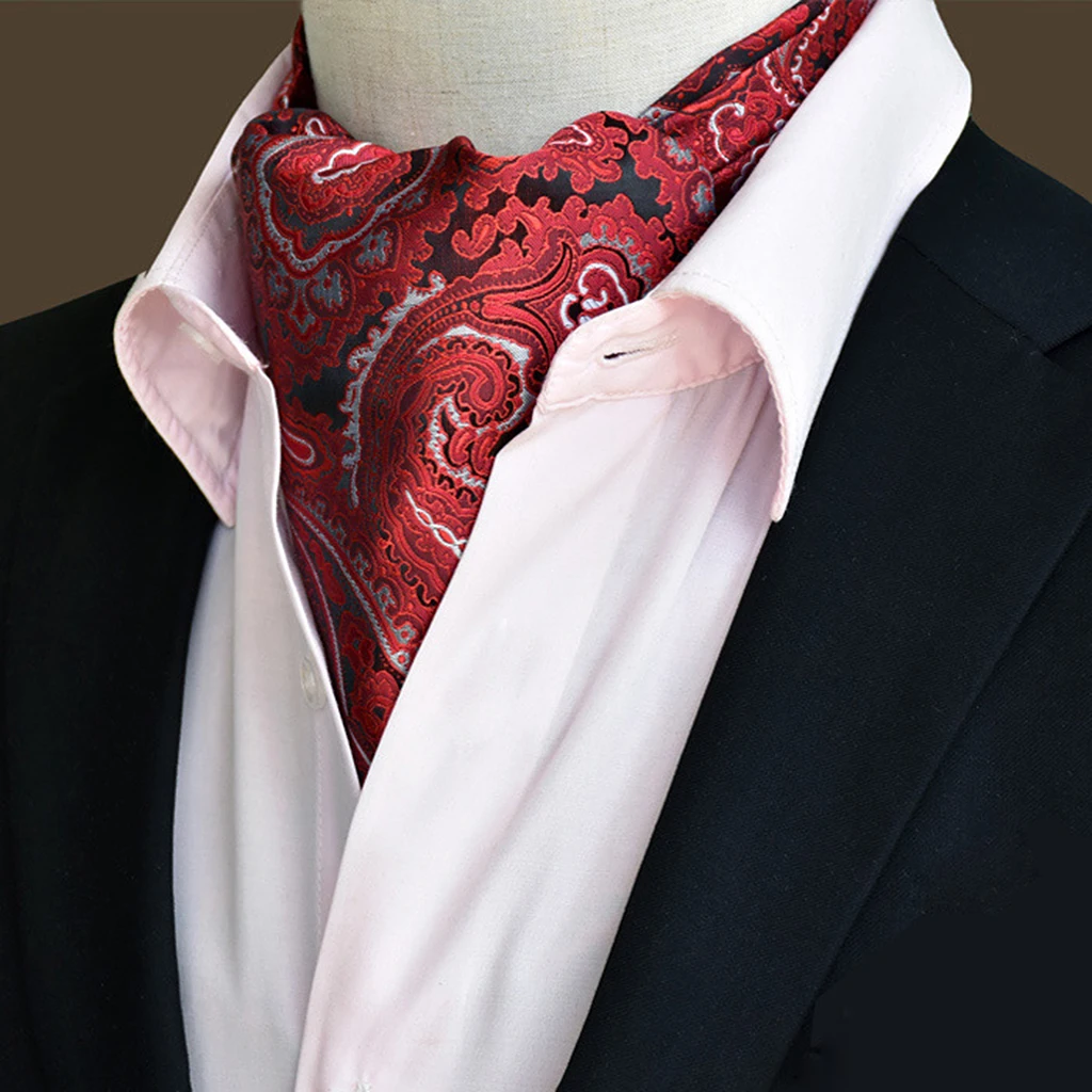 

Men's Paisley Floral Jacquard Woven Self Cravat Tie Ascot Accessories