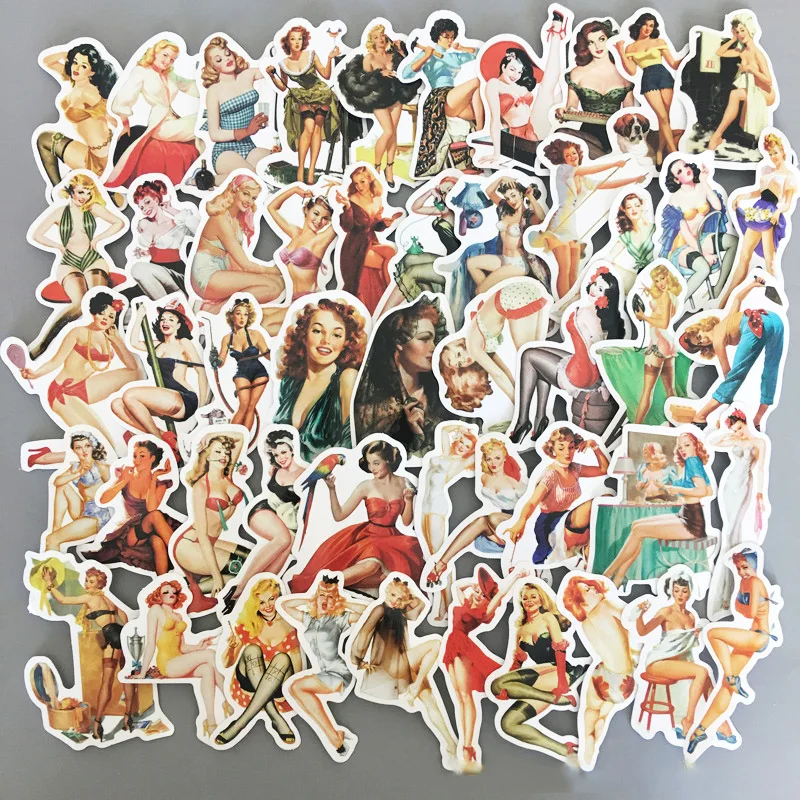 50 шт. стикер s Ретро ПВХ водонепроницаемый сексуальный красота девушки для