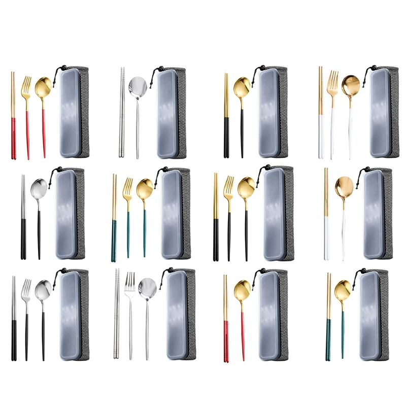 

Stainless Steel Portable Tableware Ins Wind Net Red Student Travel Outdoor R2JC