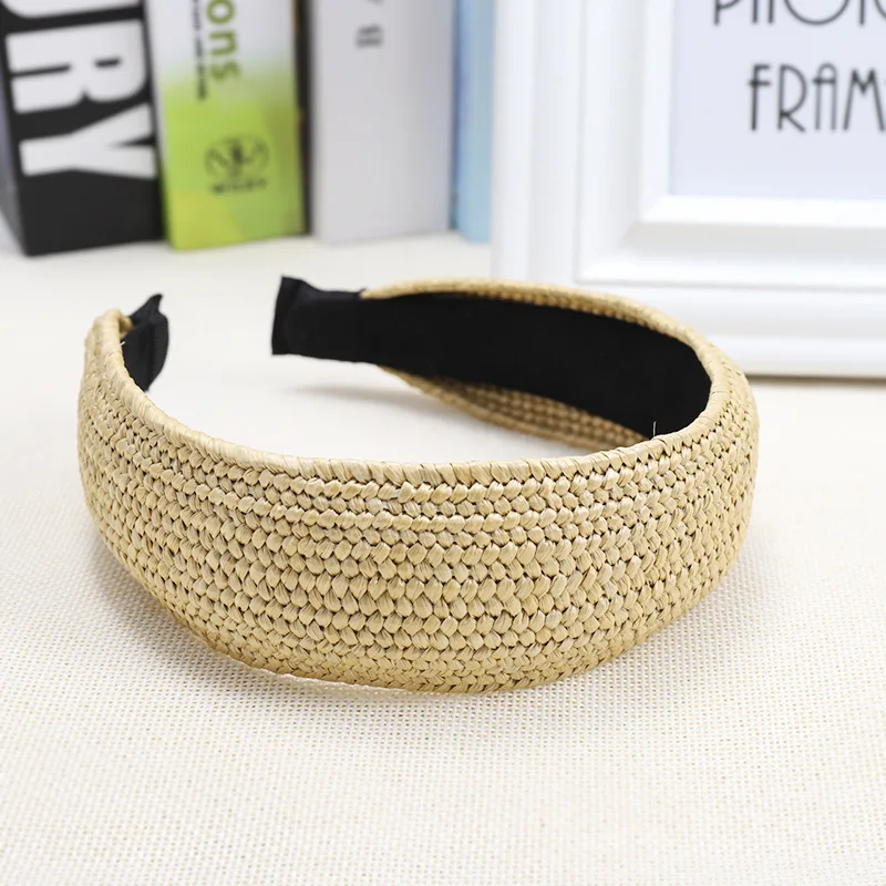 Повязка для волос в богемном стиле винтажная Плетеная соломенная лента с