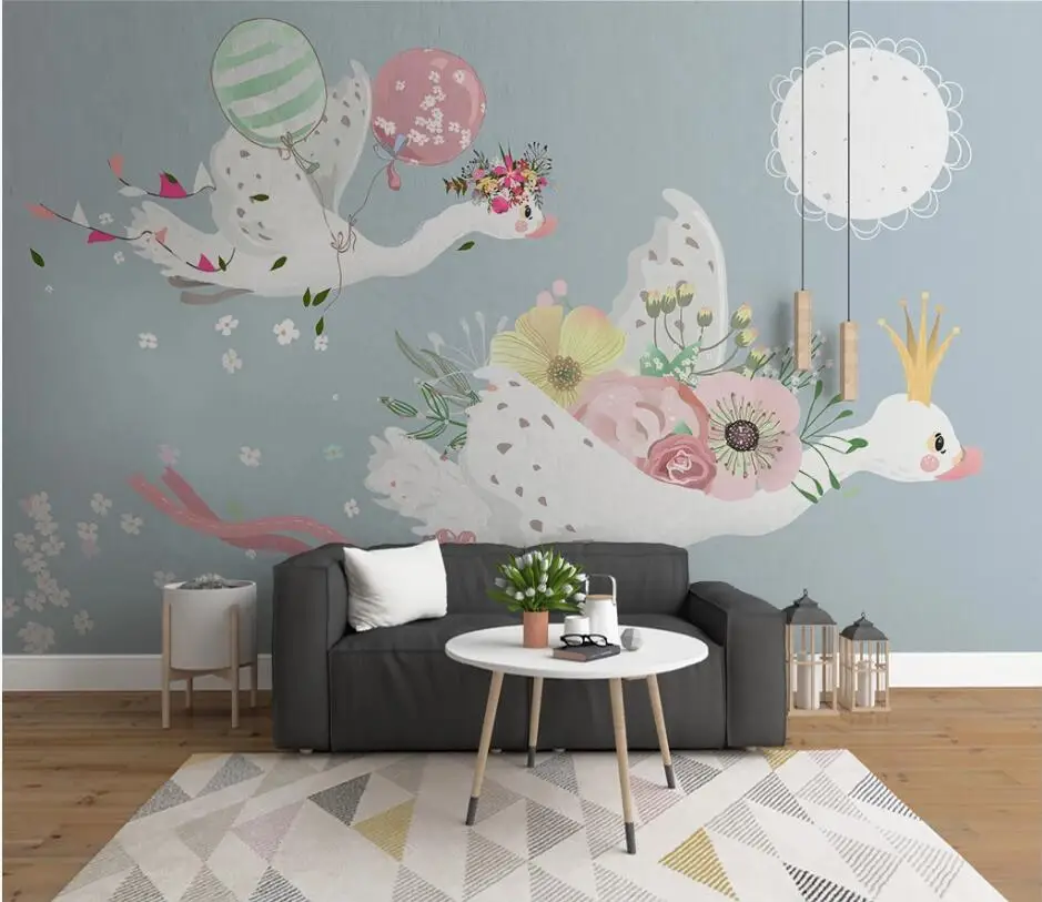 beibehang Custom fashion green three-dimensional Nordic pink ballerina girl children's room background papel de parede wallpaper