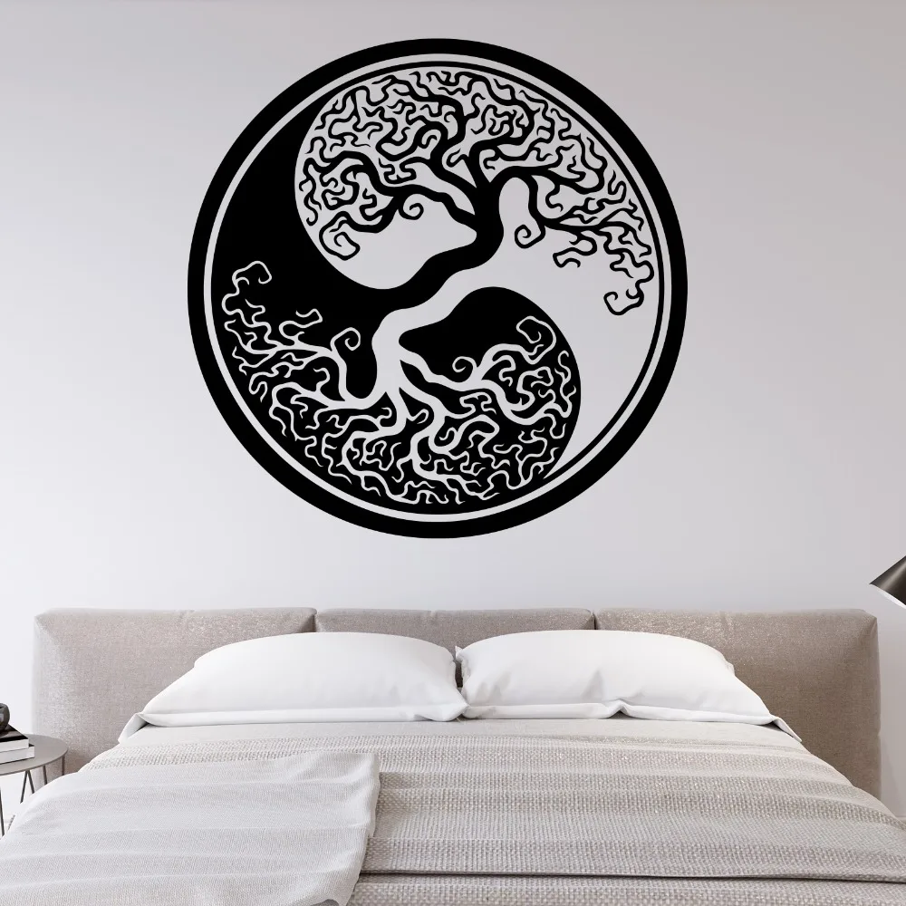 

Large Tree Of Life Yin Yang Classic Round Wall Decals Tree Dot Wall Sticker Bedroom Living Room Nursery Vinyl Art Mural 3886