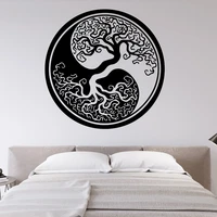 large tree of life yin yang classic round wall decals tree dot wall sticker bedroom living room nursery vinyl art mural 3886
