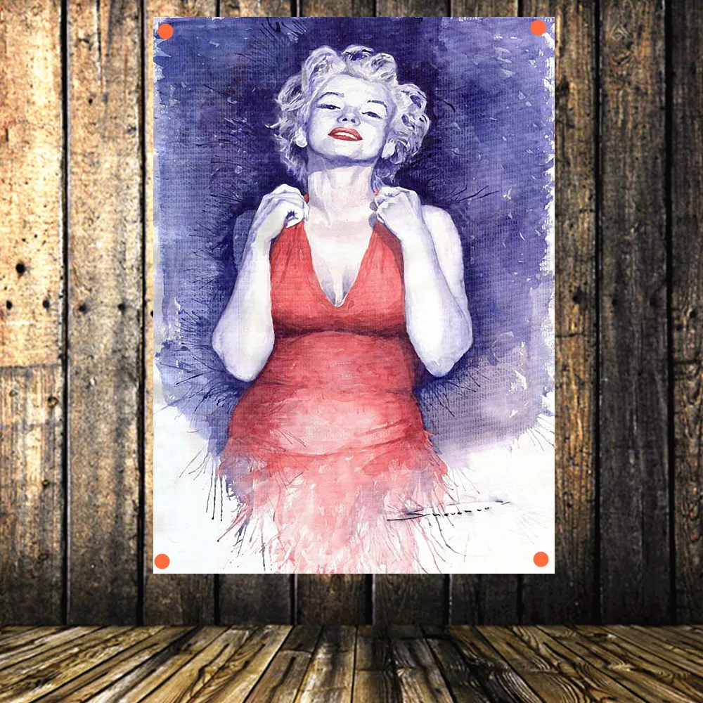 Винтаж Мэрилин Монро Звезда плакат флаг баннер Античная картина маслом