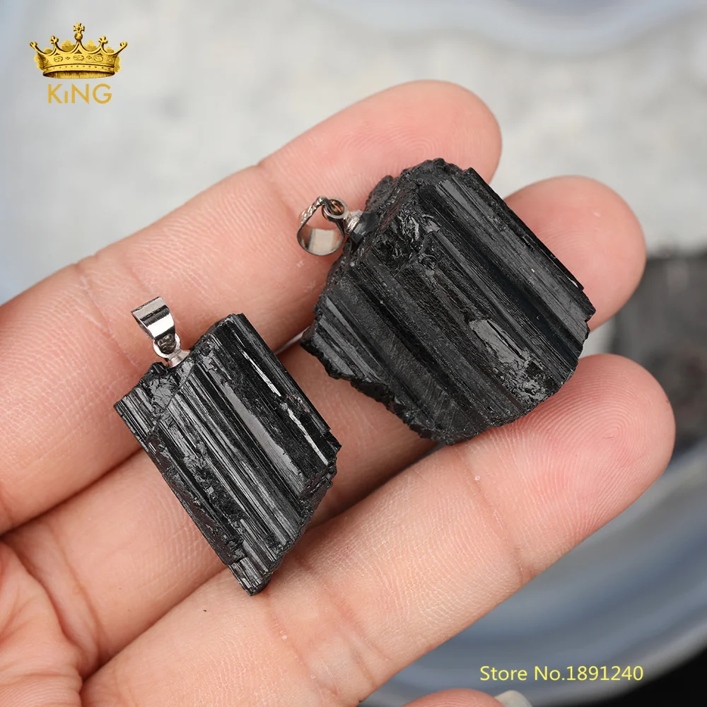 Оптовая продажа Большие Подвески из черного турмалина Nugget 5 шт. для изготовления