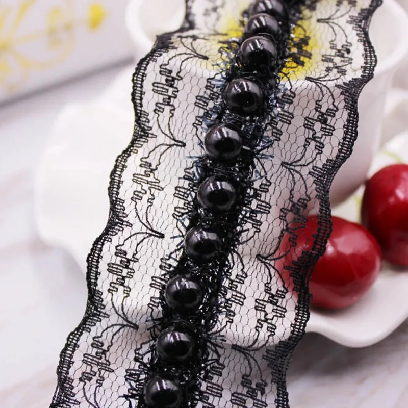 1 ярдов/партия винтажная нейлоновая жемчужная кружевная лента с отделкой