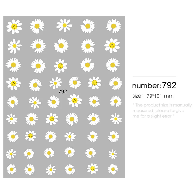 

1 Sheet Daisy Nail Art Stickers Colorful Flower Nail Sticker 3D Adhesive Nail Decals Adhesive DIY Tips Decorations